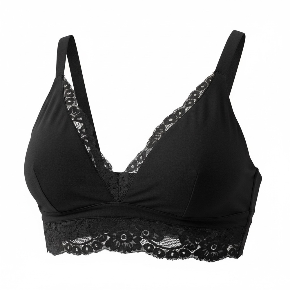 bebe Black Lace Longline Plunge Bra Bralette Size 12
